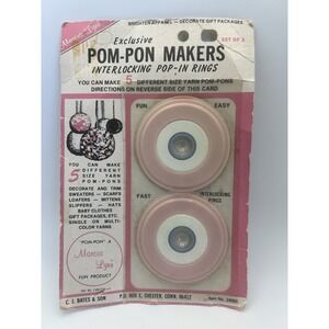 Vintage Susan Bates Exclusive POM-PON MAKERS Interlocking Pop-In-Rings-14060 NIP